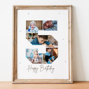 Birthday Gifts, Personalized Gifts, 5th Birthday Photo Collage,  Son Daughter Gift, Birthday Collage,  Number 5 Collage, kids gift