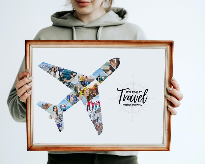 Personalized Airplane Photo Collage: Pilot Gift, Vacation Keepsake (Digital File)