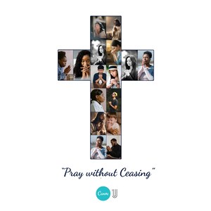 Christian Cross Photo Collage Template Canva PDF  Memorial Collage Bible Verse 1 Thessalonians
