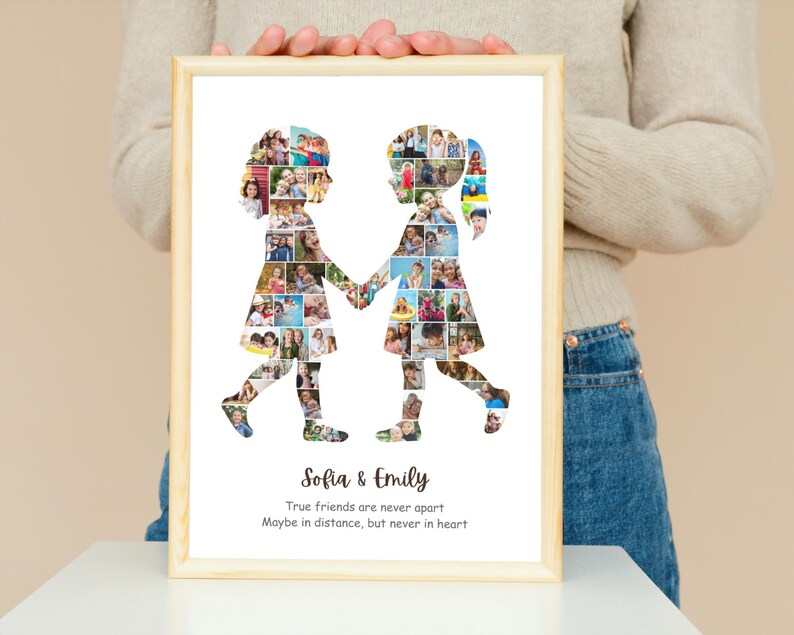 Best Friend Photo Collage Gift, Two Girls Friendship Print (Digital)