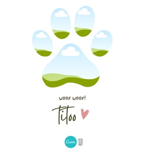 Dog Paw Photo Collage Canva Template: Pet Memorial Design (Digital Download