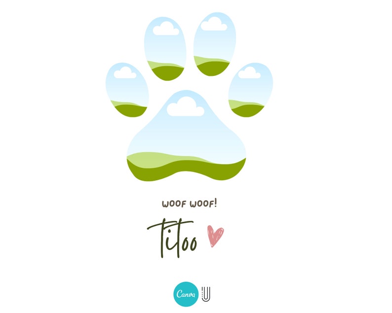 Dog Paw Photo Collage Canva Template: Pet Memorial Design (Digital Download