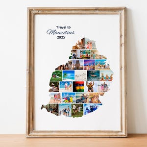 Mauritius Reiseerinnerungen, individuelle PhotoCollage, Jubiläumsurlaubsgeschenk,Mauritius Karte Reise PhotoCollage Poster,Mauritius Urlaubsbilder