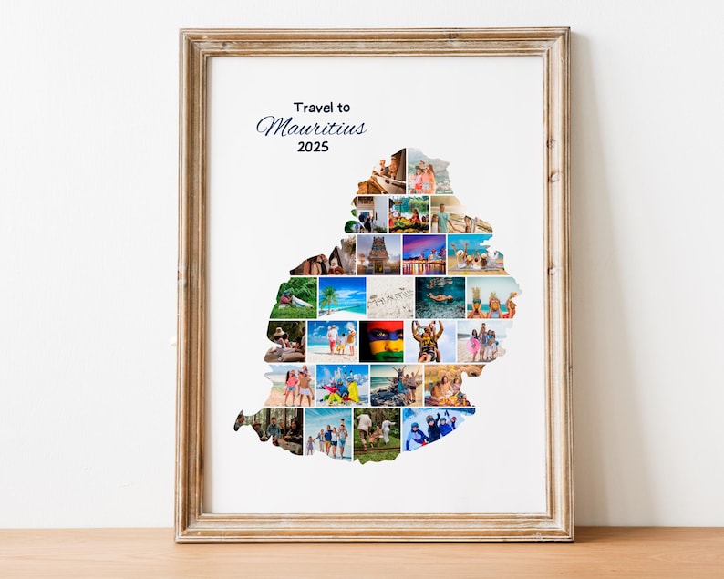 Mauritius Map Photo Collage: Custom Travel Memories (Digital File)