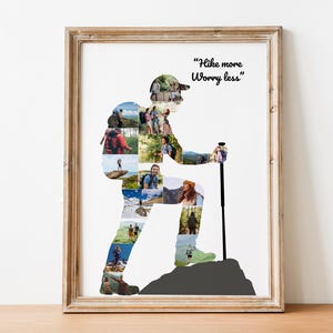 Male Hiker Photo Collage Template, Adventure Gift (Canva Template)