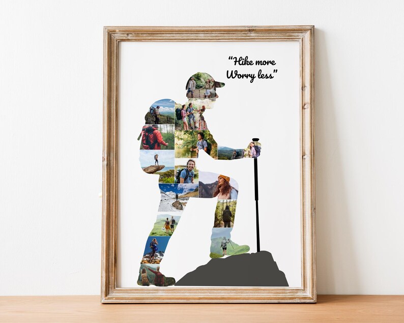 Male Hiker Photo Collage Template, Adventure Gift (Canva Template)
