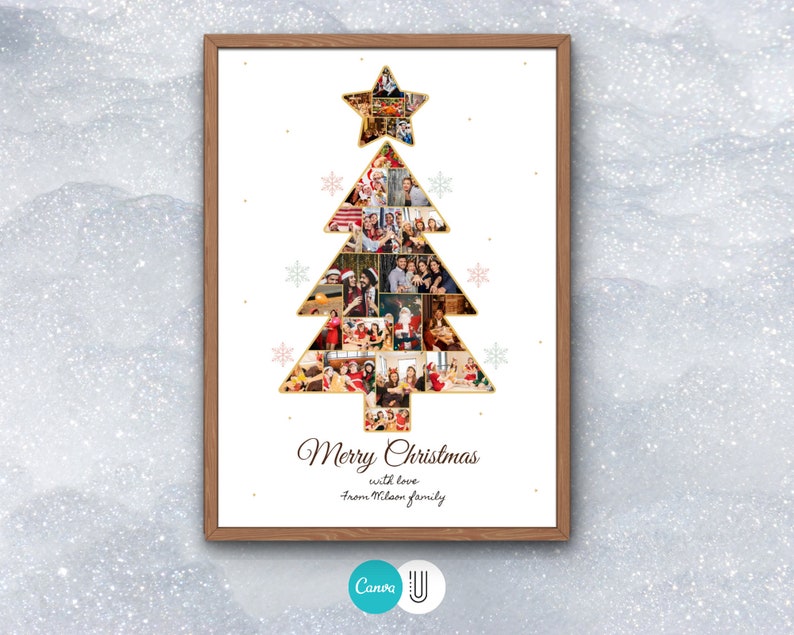 Custom Christmas Photo Collage: Xmas Tree Gift (Digital File)