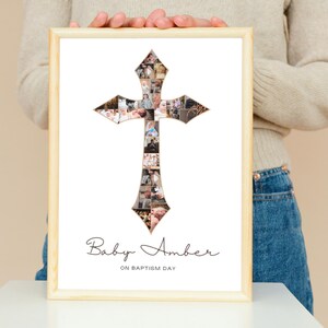 Custom Cross Photo Collage: Baptism/Christening Gift (Digital Download)