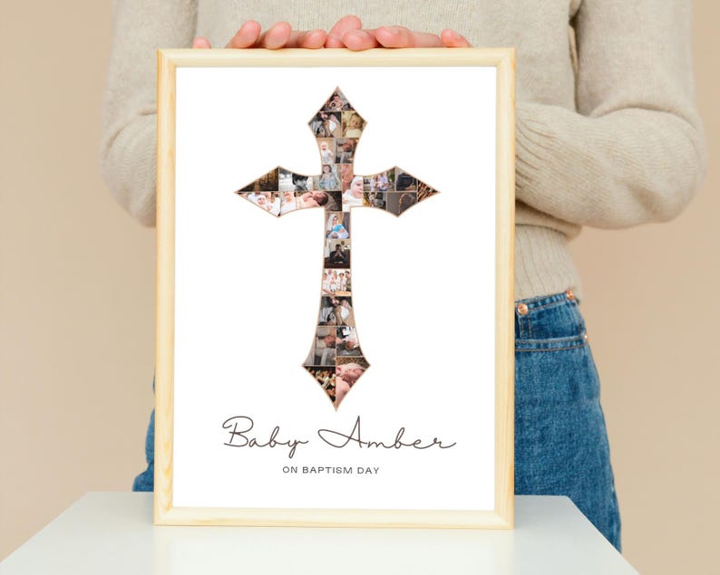 Custom Cross Photo Collage: Baptism/Christening Gift (Digital Download)