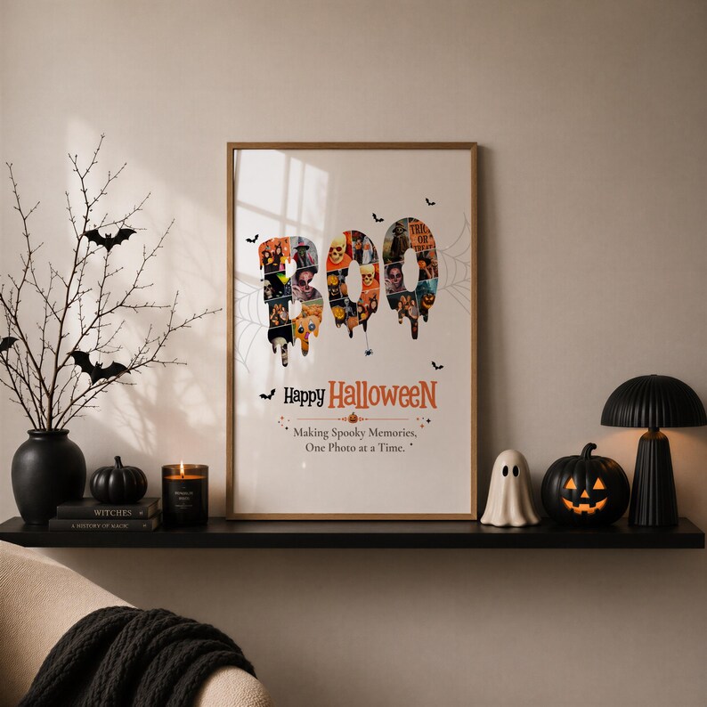 Halloween Canva Template | BOO Photo Collage | Spooky Season Gift | Printable Wall Decor | Editable Digital Download image 3