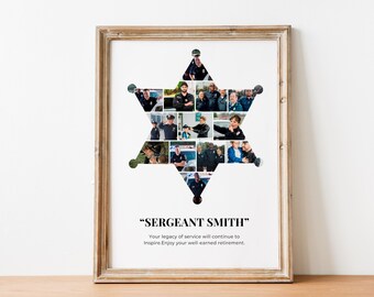 Collage fotografico con distintivo dello sceriffo: regalo personalizzato per il pensionamento di un agente delle forze dell'ordine (file digitale)