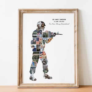Personalized Army Gifts for Soldiers  Photo Collage, Soldier Field Prints, Military Retirement Gifts for Men,Army Appreciation Day