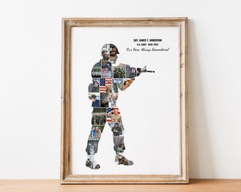 Collage de fotos de soldados, collage militar, regalo militar personalizado, idea de regalo para soldados, collage del ejército, regalos para infantes de marina, regalo para las fiestas de los infantes de marina