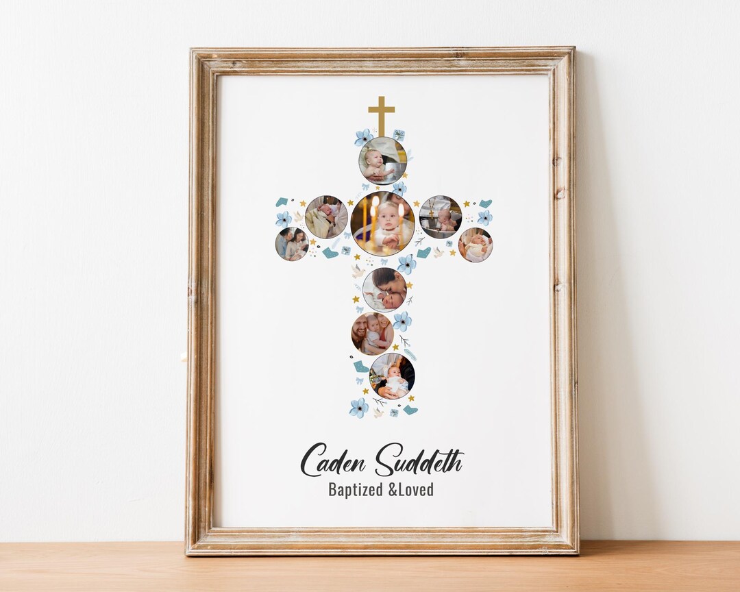 Collage Sample Cross Cross Photo Collage Template, Baptism Christening Gift (canva) - Etsy