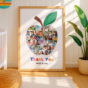 Teacher Appreciation Apple-Shaped Photo Collage Template – Editable Classroom Poster & Personalized Thank You Gift for Teachers