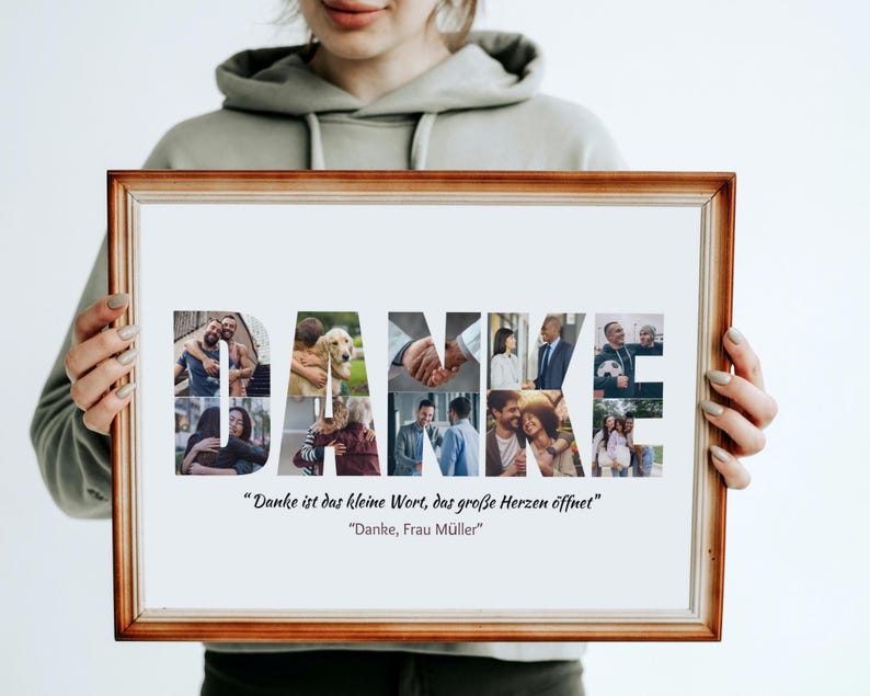 Personalized 'DANKE' Photo Collage Template: Thank You Gift (Digital File)