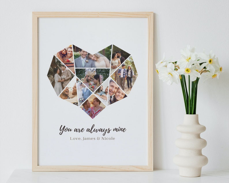 Heart Photo Collage Template: Anniversary Gift, Canva Poster (Digital Download) image 4