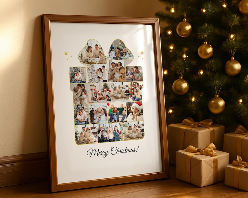 Personalized Christmas Photo Collage Gift Box (Digital File) image 1