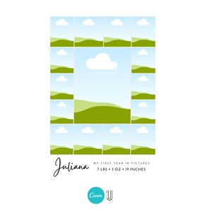 Baby's First Year Photo Collage Template: Printable Milestone Keepsake (Digital)
