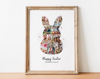 Hare shape photo collage, Custom Easter Gift (Digital File)