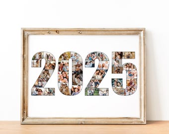2025 Photo Collage Canva Template Personalized New Year Gifts Custom Photocollage Yearly Highlight Gift for Him Her