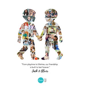 Friends Photo Collage Gift, Two Boys Keepsake (Digital Download)
