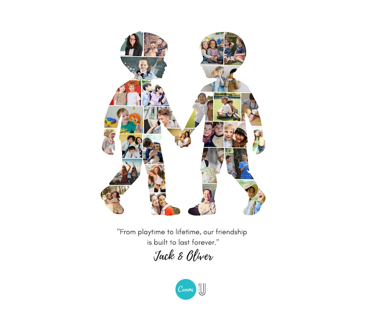 Friends Photo Collage Gift, Two Boys Keepsake (Digital Download)