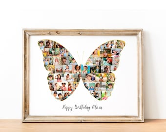 Schmetterling Foto Collage Geschenk für Mädchen Bestfriend Geburtstag Party Schmetterlinge Rosa Bild Collage Klasse Gruppen Fotos Schildkröte Schmetterling Templa