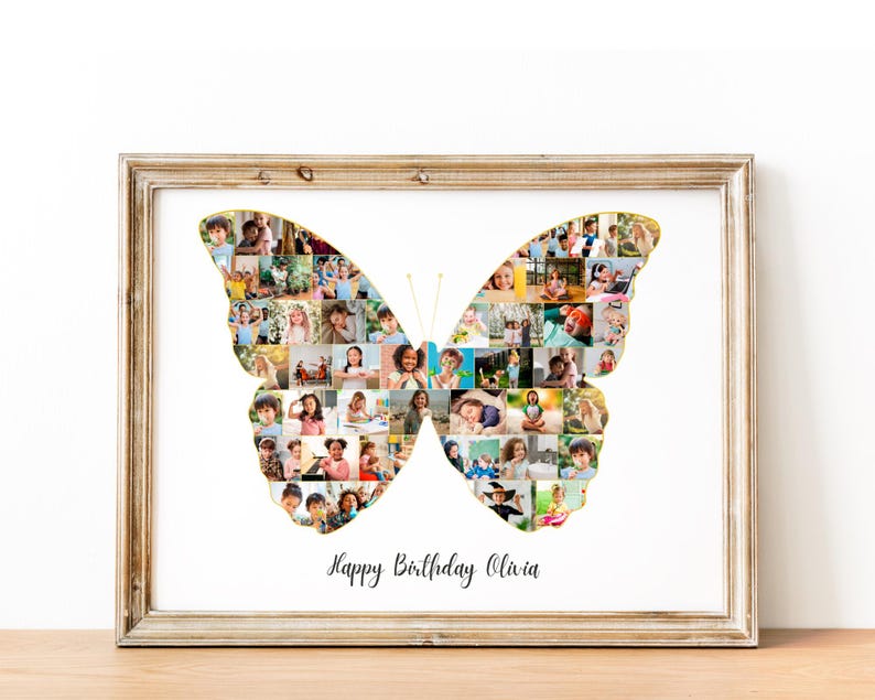 Custom Butterfly Photo Collage: Personalized Birthday Gift (Digital Download)