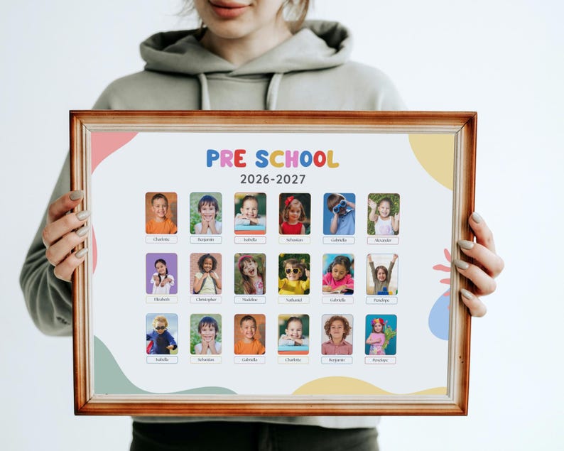 Editable Class Photo Collage Canva Template | Printable Preschool Graduation Poster | Custom Teacher Gift | Digital School Keepsake