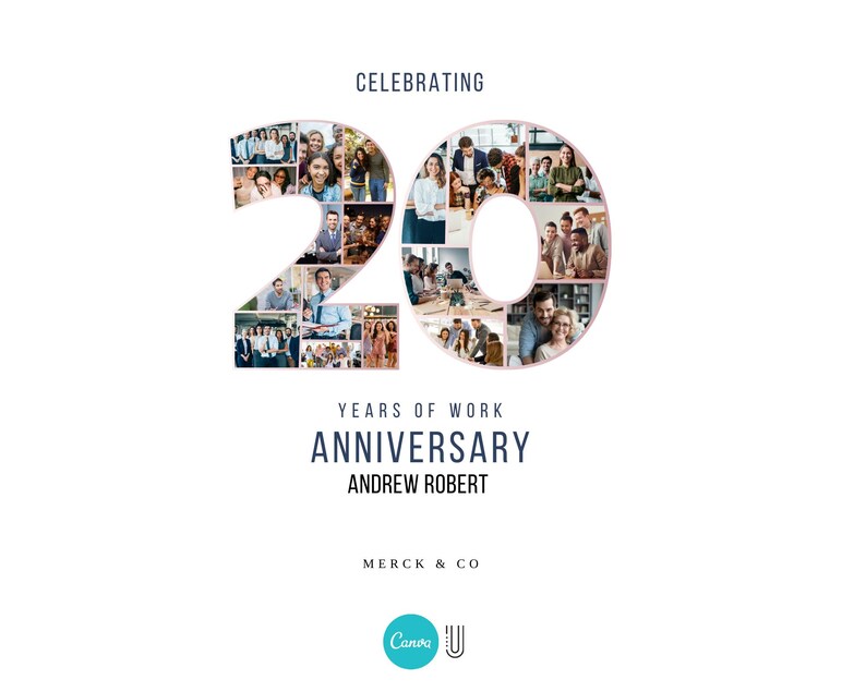 20th Work Anniversary Photo Collage Gift (Digital Download)