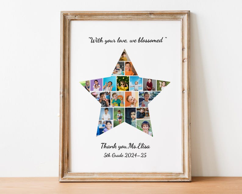 Star Teacher Photo Collage: Custom Appreciation Gift (Digital Download Canva Template)