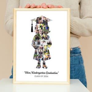 Little Girl Kindergarten Graduation Photo Collage Editable Canva Template (Digital Download)
