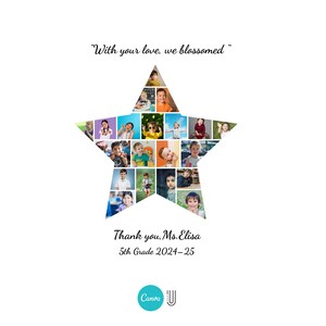 Star Teacher Photo Collage: Custom Appreciation Gift (Digital Download Canva Template)