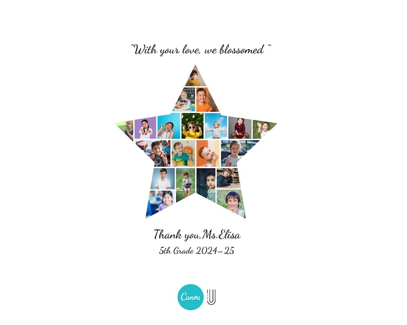 Star Teacher Photo Collage: Custom Appreciation Gift (Digital Download Canva Template)