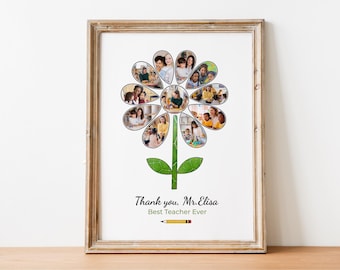 Personalisierte Lehrer Foto Blume Print - Geschenk zum Jahresende (Digitaler Download)