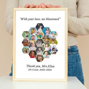 Canva,Honeycomb photo collage template,Hexagon shape collage,Teacher Appreciation gift,Thank you card