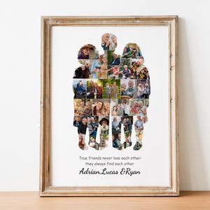 Custom BFF Silhouette Photo Collage – Personalized adult Friendship Gift image 1