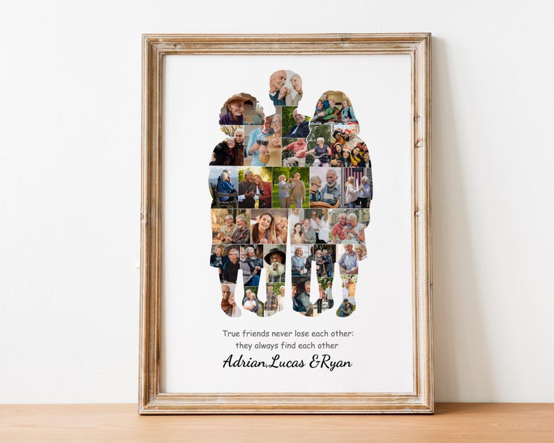 Custom BFF Silhouette Photo Collage – Personalized adult Friendship Gift image 1