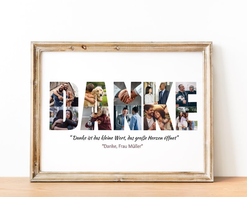 Personalized 'DANKE' Photo Collage Template: Thank You Gift (Digital File)
