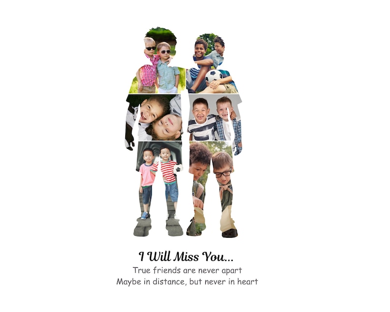 2 boys photo collage personalized best friend gift for boys friendship, BFF boys birthday gift, male friendship gift and farewell photo gift