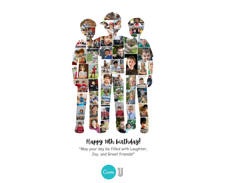 Boys Photo Collage Print, 10th Birthday Gift, Friendship Keepsake (Digital Download)