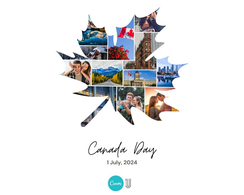 Canada Maple Leaf Photo Collage: Custom Travel Art (Digital Download)