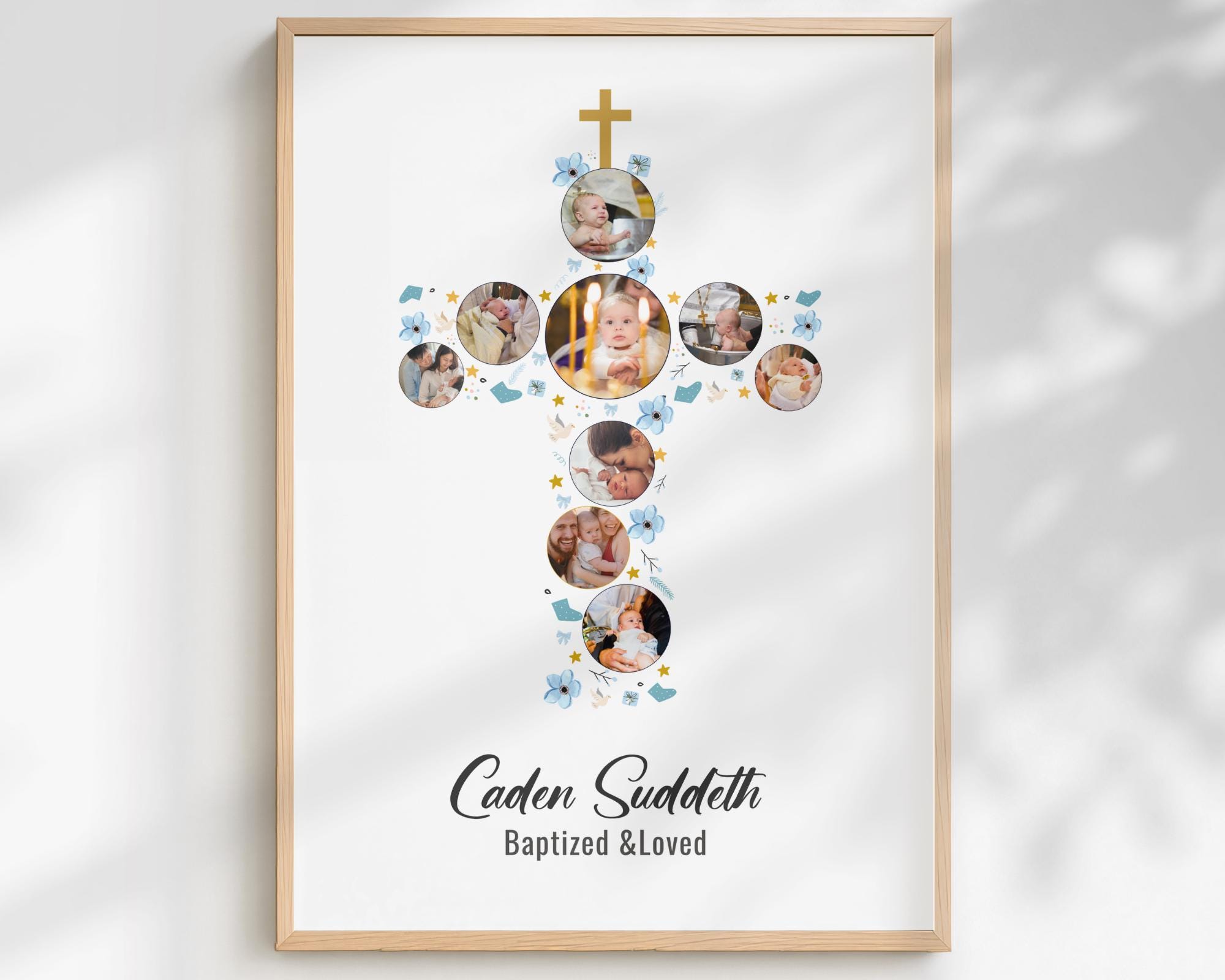 Cross Photo Collage Template, Baptism Christening Gift (canva) - Etsy