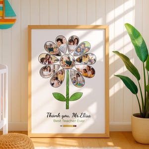 Personalized Teacher Photo Flower Print – End of Year Gift (Digital Download)