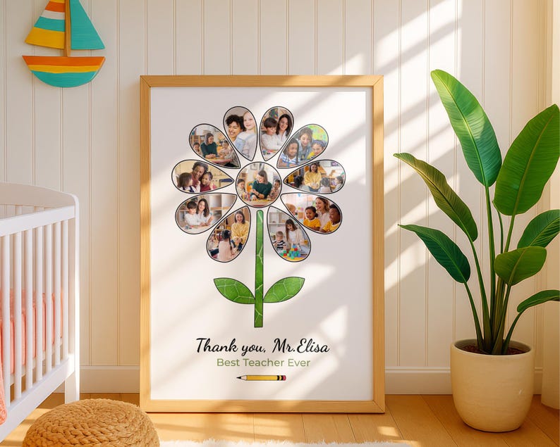 Personalized Teacher Photo Flower Print – End of Year Gift (Digital Download)