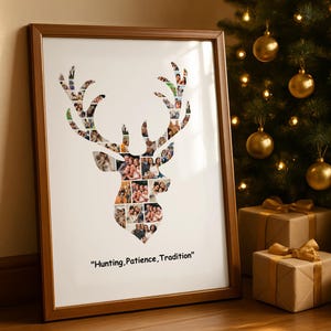 Deer Hunting Gifts, Hunting Gift for Men, Personalized Deer Photo Collage, Hunting Dad and Son Gift, Hunting Memory Photo Frame, Boyfriend