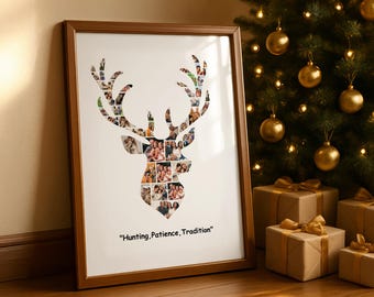 Deer Hunting Gifts, Hunting Gift for Men, Personalized Deer Photo Collage, Hunting Dad and Son Gift, Hunting Memory Photo Frame, Boyfriend