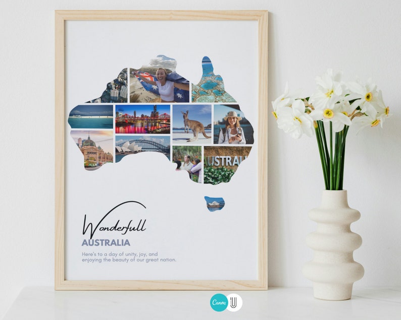 Australia Map Photo Collage: Custom Travel Gift (Digital File)