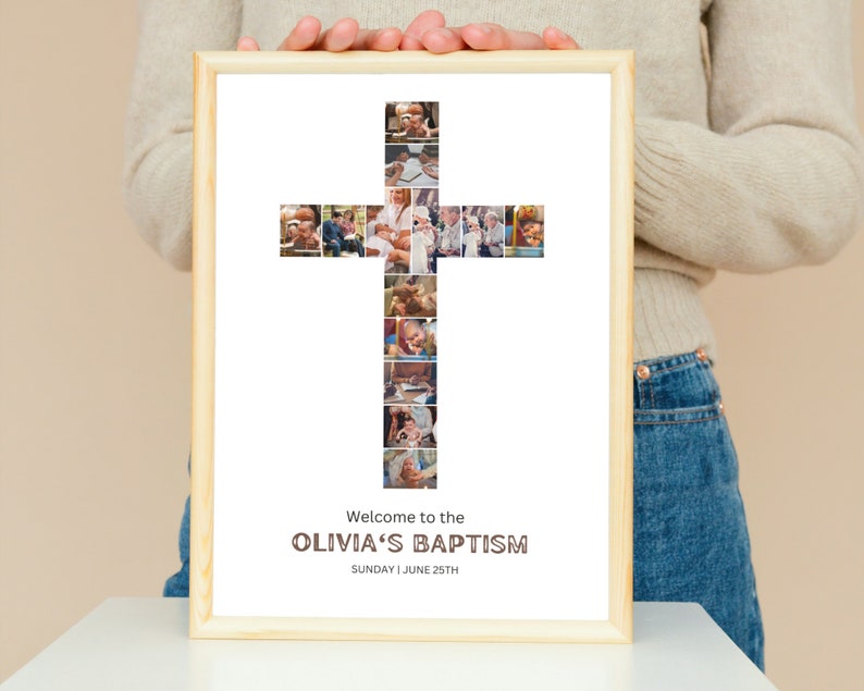 Custom Cross Photo Collage: Baptism or Confirmation Gift (Digital Download)